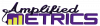 Logo for Amplified Metrics. Company name in stacked text with "Amplified" in black and "Metrics" in purple.