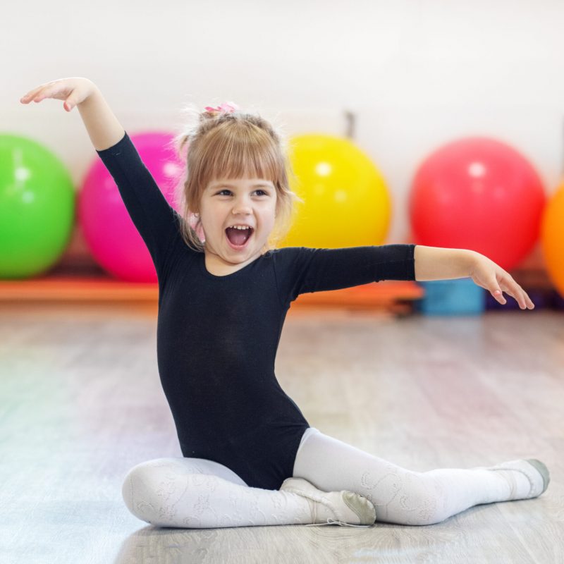 Little,Preschooler,Girl,Learning,Dance,And,Smiling.,The,Concept,Of